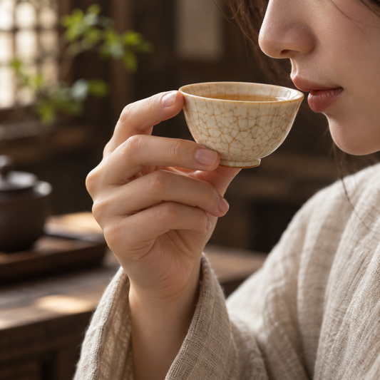 Ivory Crackle Glaze Tea Cup