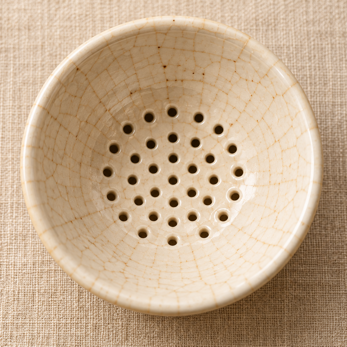 Ivory Ceramic Tea Strainer With Stand