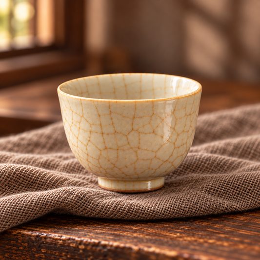 Ivory Crackle Glaze Tea Cup