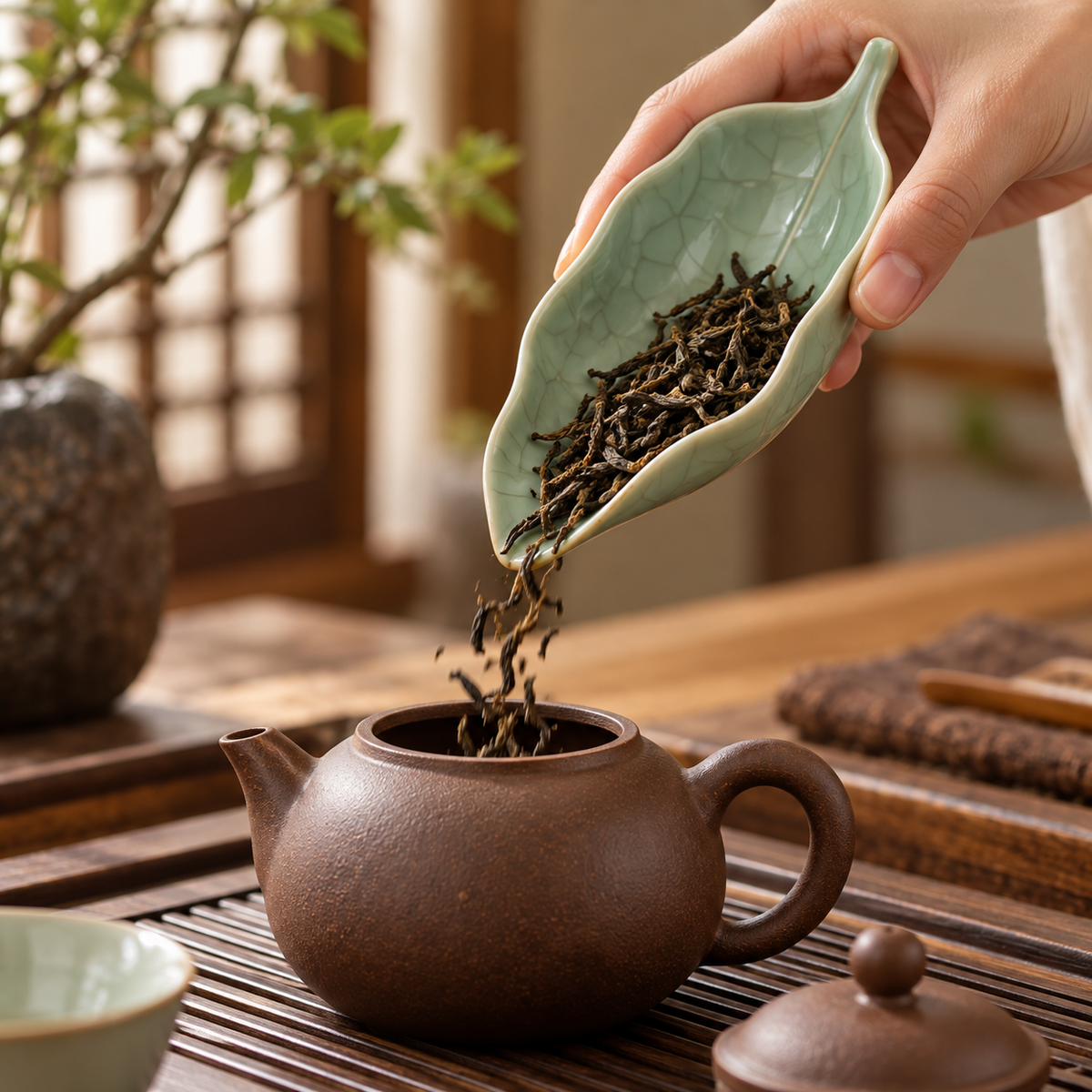 Celadon Leaf Tea Leaf Holder