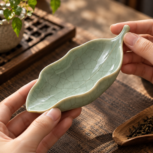 Celadon Leaf Tea Leaf Holder