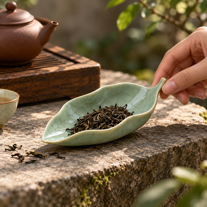 Celadon Leaf Tea Leaf Holder