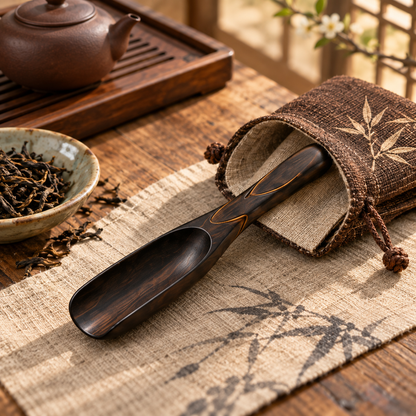 Ebony-Tone Wooden Tea Scoop