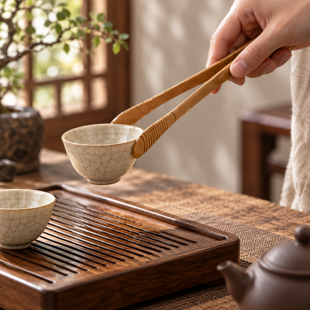 Bamboo Tea Serving Tongs