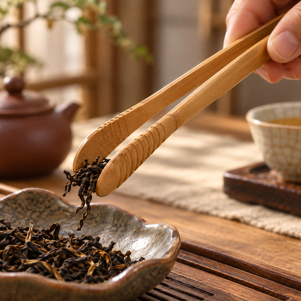 Bamboo Tea Serving Tongs