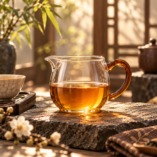 Glass Tea Pitcher With Amber Handle