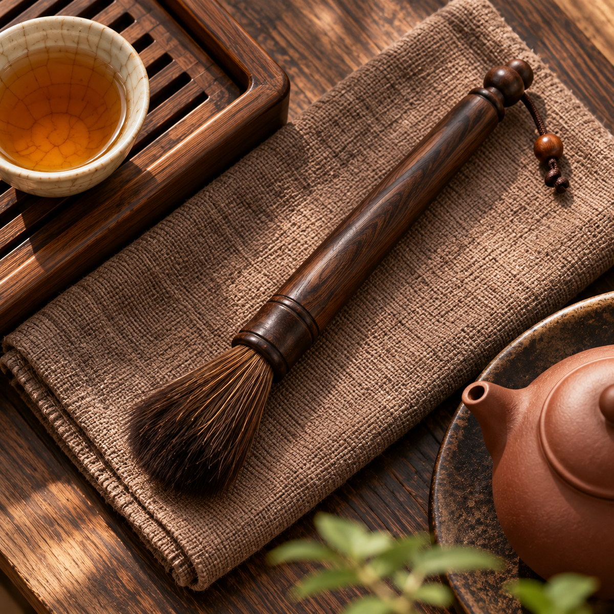 Wood-Handle Teapot Care Brush