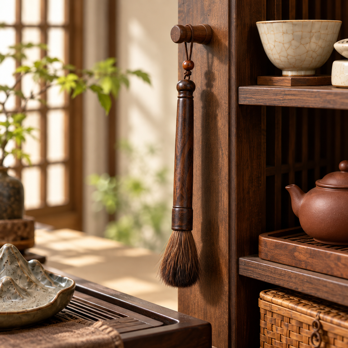 Wood-Handle Teapot Care Brush