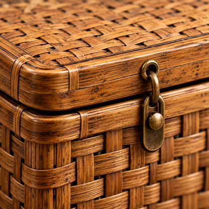 Woven Bamboo Tea Storage Basket