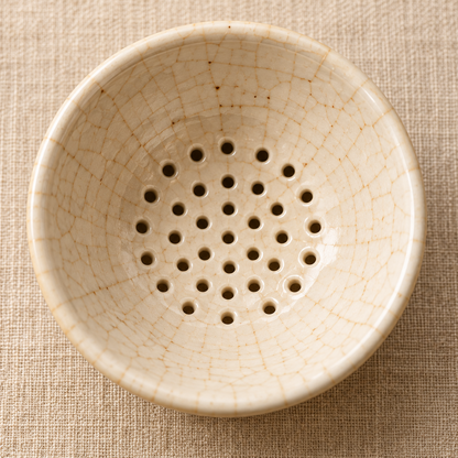 Ivory Ceramic Tea Strainer With Stand
